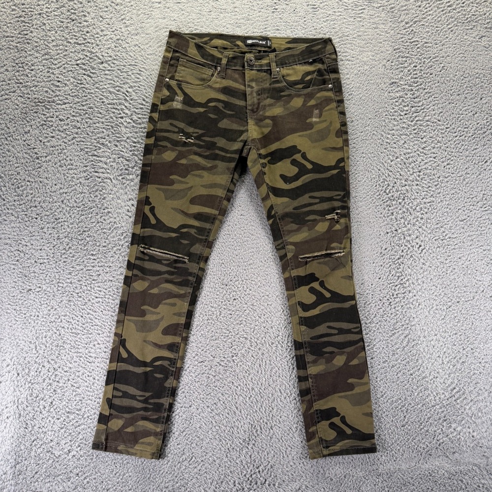 Royal Blue Jeans Mens 30x30 Brown Camouflage Cotton Denim Skinny Leg Distressed